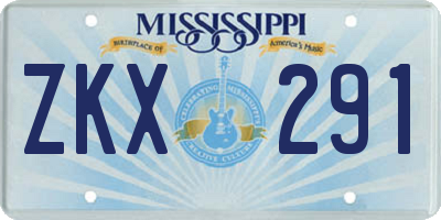 MS license plate ZKX291