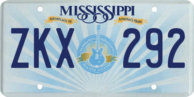 MS license plate ZKX292