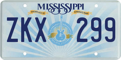MS license plate ZKX299