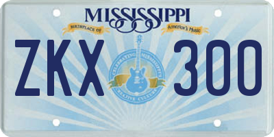MS license plate ZKX300