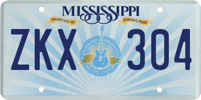 MS license plate ZKX304
