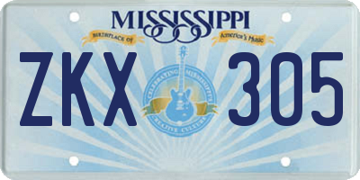 MS license plate ZKX305