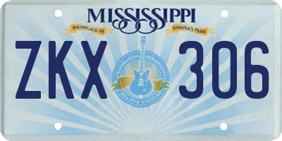 MS license plate ZKX306
