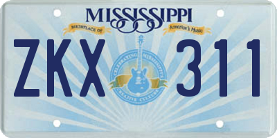 MS license plate ZKX311