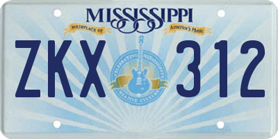 MS license plate ZKX312