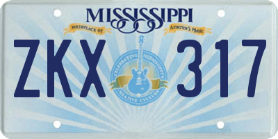 MS license plate ZKX317