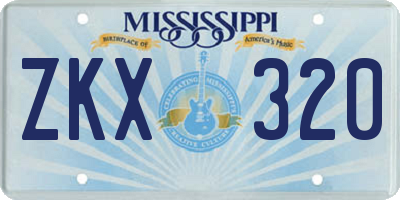 MS license plate ZKX320