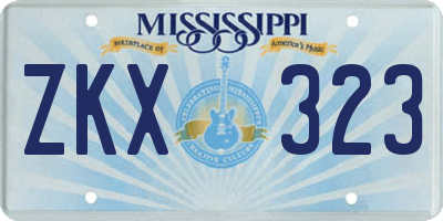 MS license plate ZKX323