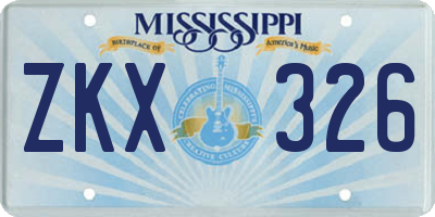 MS license plate ZKX326