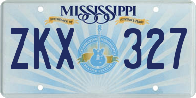 MS license plate ZKX327