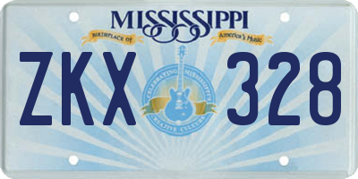 MS license plate ZKX328