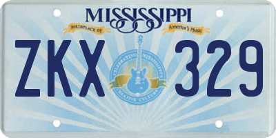 MS license plate ZKX329