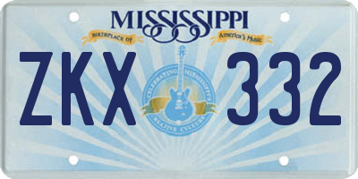 MS license plate ZKX332