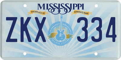 MS license plate ZKX334