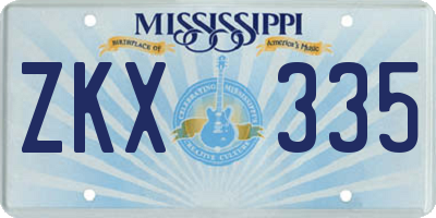 MS license plate ZKX335