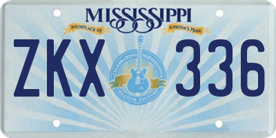 MS license plate ZKX336