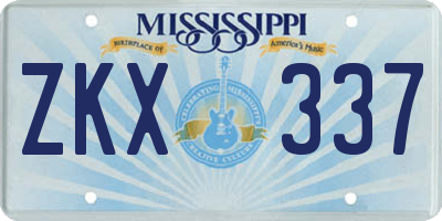 MS license plate ZKX337