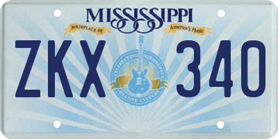 MS license plate ZKX340