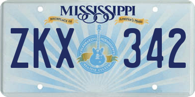 MS license plate ZKX342