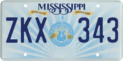 MS license plate ZKX343