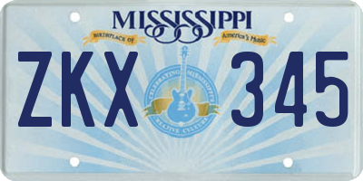 MS license plate ZKX345