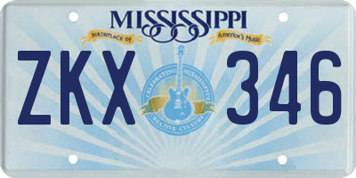 MS license plate ZKX346