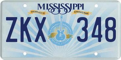 MS license plate ZKX348