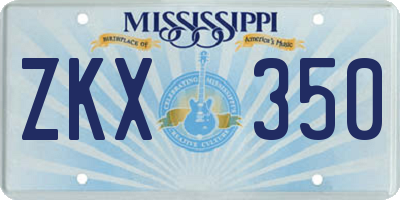 MS license plate ZKX350