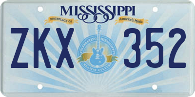 MS license plate ZKX352