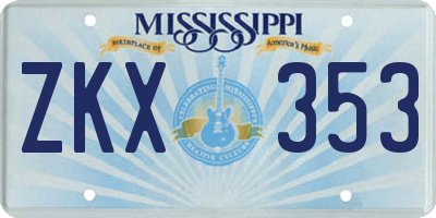 MS license plate ZKX353