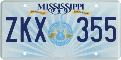 MS license plate ZKX355