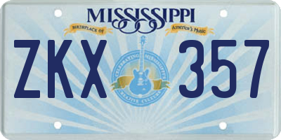 MS license plate ZKX357