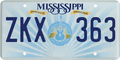 MS license plate ZKX363