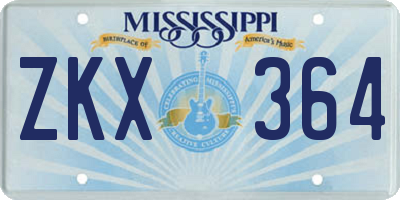 MS license plate ZKX364