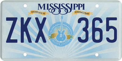 MS license plate ZKX365