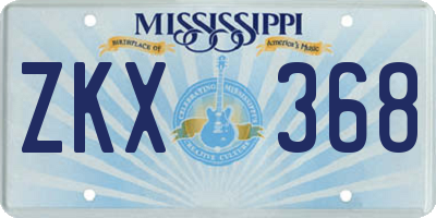 MS license plate ZKX368