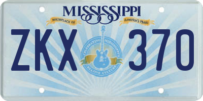 MS license plate ZKX370