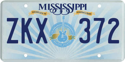 MS license plate ZKX372