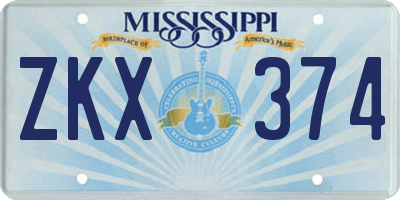 MS license plate ZKX374
