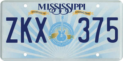 MS license plate ZKX375