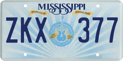 MS license plate ZKX377