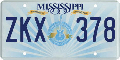 MS license plate ZKX378