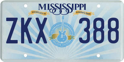 MS license plate ZKX388