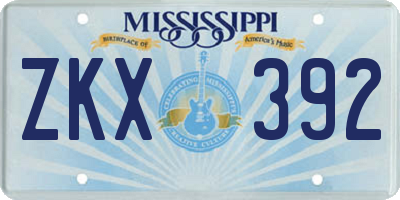 MS license plate ZKX392