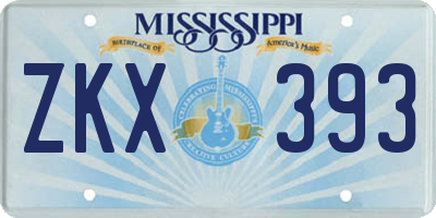 MS license plate ZKX393
