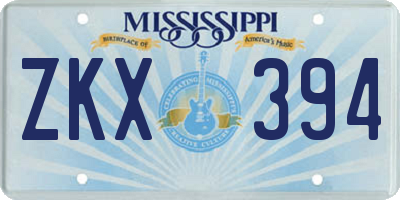 MS license plate ZKX394