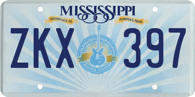 MS license plate ZKX397