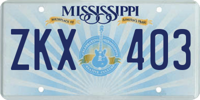 MS license plate ZKX403