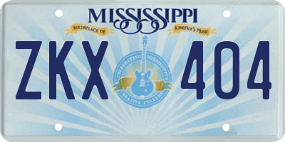 MS license plate ZKX404