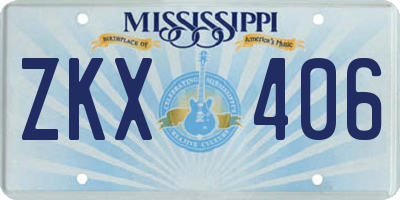 MS license plate ZKX406